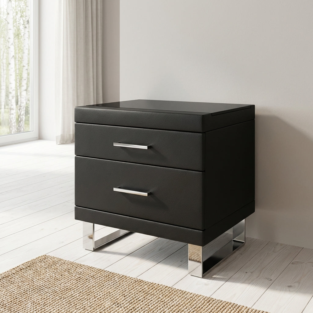 Noir Luxe Two-Drawer Nightstand