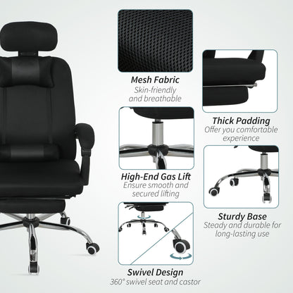 Ergonomic Executive High Back Office Chair with Footrest,Lumbar Support,Grey