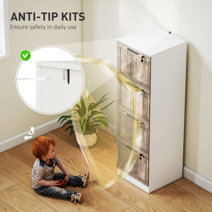 3 Drawer Filing Cabinet, Farmhouse File Cabinet with Lock, Adjustable Hanging Rails for A4 Letter Size Files, White