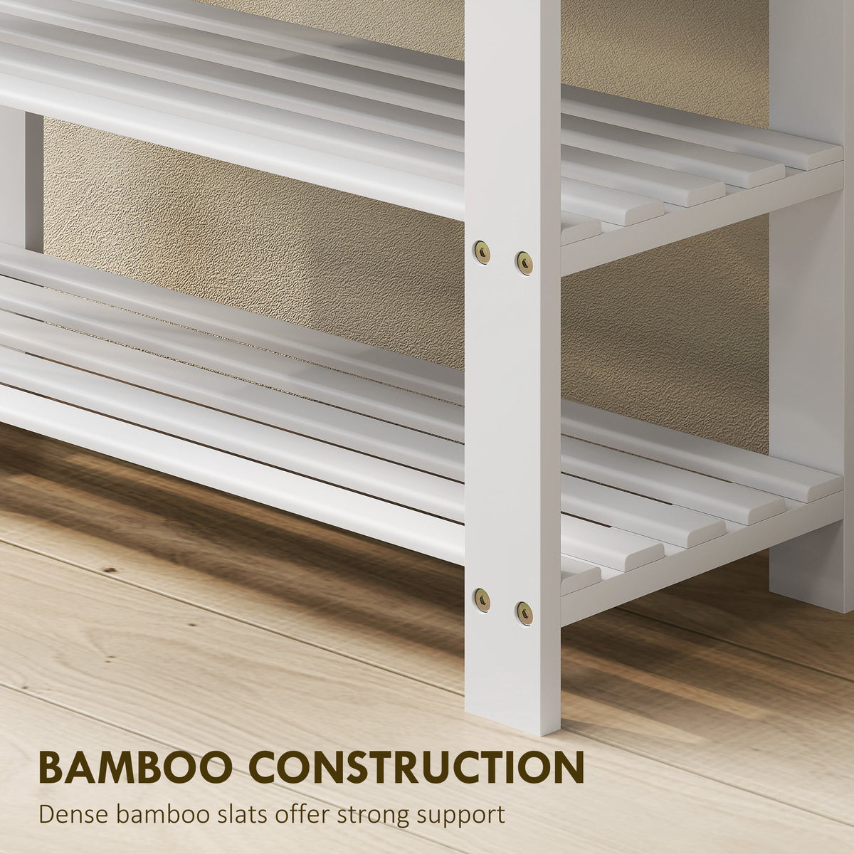 Bamboo Shoe Storage Bench, 3-Tier Entryway Bench with 2 Storage Shelves for Hallway, Holds 6 Pairs, Black