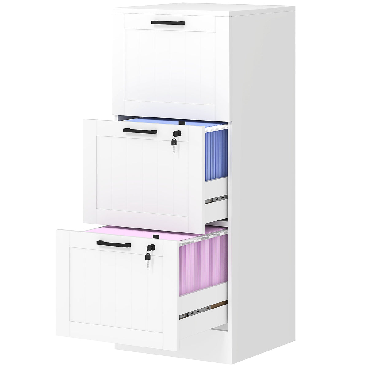 2 Drawer Filing Cabinet with Lock, Office Storage Cabinet with Adjustable Hanging Bars for A4 Letter Size Files, Black