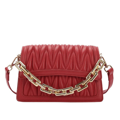 Ruched Chain Strap Handbag