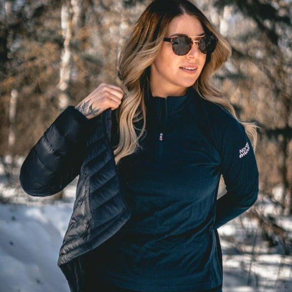 NorthWool Women's 100% Merino Wool 1/4 Zip Baselayer Pullover Sweater 260 GSM