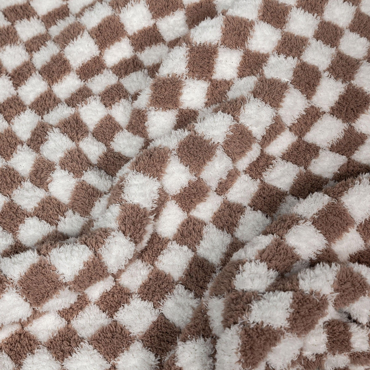 Chocolate Milk & White Check Print Toddler Blanket