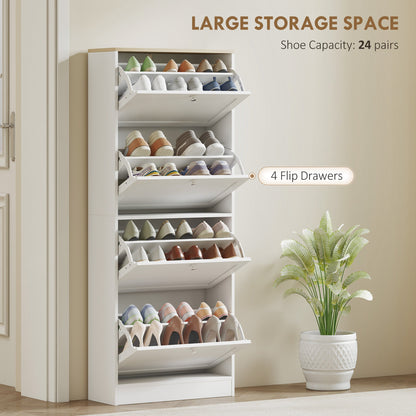 Modern Shoe Storage with 3 Flip Drawers and Adjustable Shelves, Shoe Cabinet Organizer for 12-18 Pairs of Shoes, Black