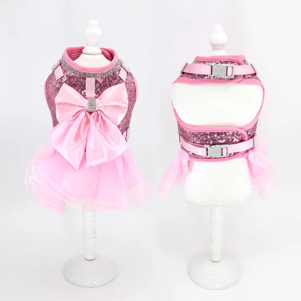 Princess Sequin Tutu Dog Harness Dress | Dog Harness Dress