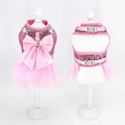 Princess Sequin Tutu Dog Harness Dress | Dog Harness Dress