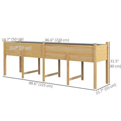 Wooden Raised Garden Bed Planter, Large Elevated Planter Box with Legs, Bed Liner and Drain Holes, Grey