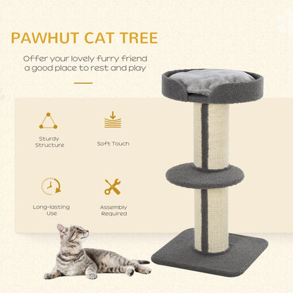 Cat Tree Kitty Tower with Sisal Mat Scratching Post, Cat Bed, Cushion, Perch, 18" x 18" x 36", Brown