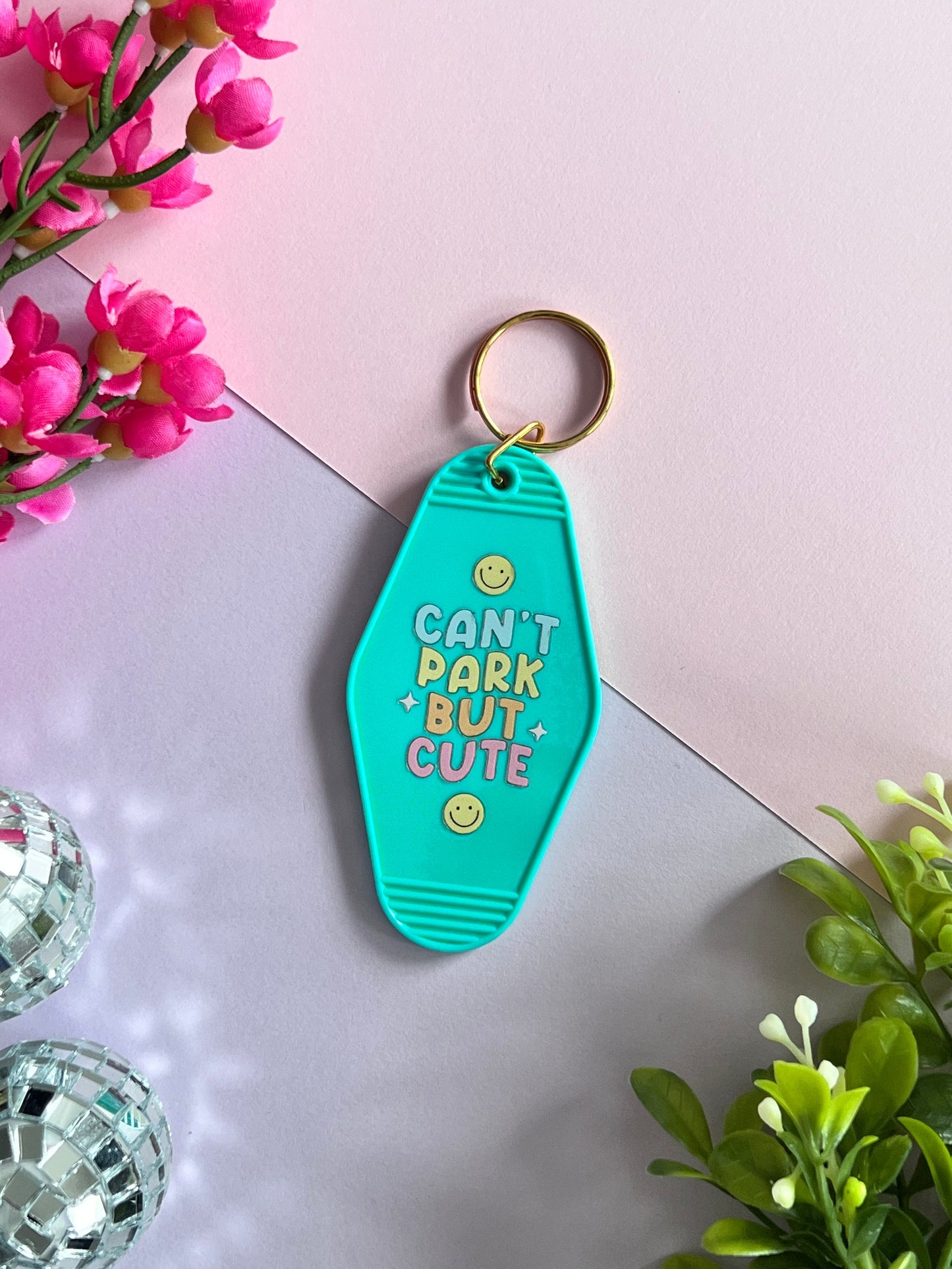 Can’t park but cute motel keychain