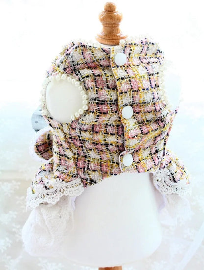 Slay Tweed Dog Dress Set | Formal Dog Dress with Bow