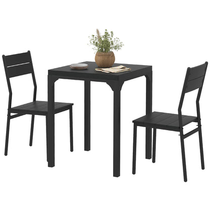 Dining Table Set for 2, 3 Piece Kitchen Table and Chairs with Metal Legs for Small Spaces, Natural Wood