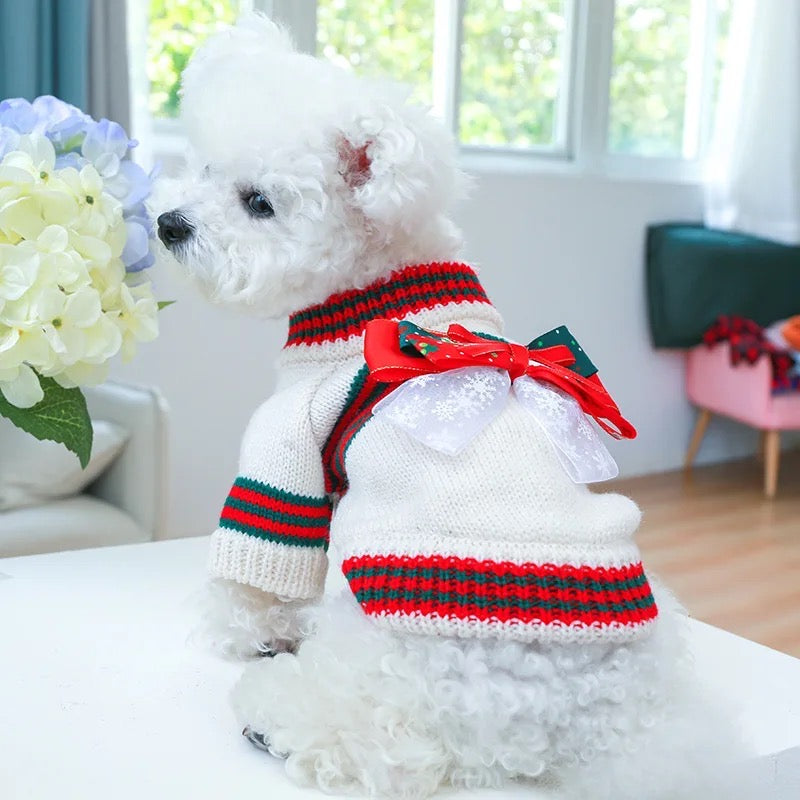 Holiday Gift Box Dog Sweater | Christmas Dog Knitwear
