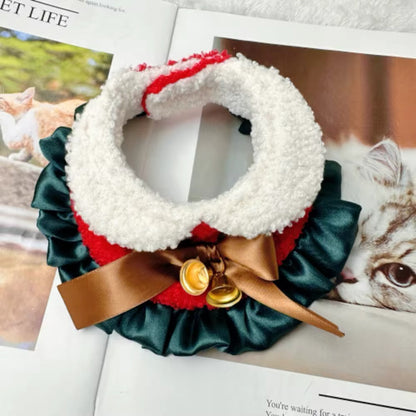 Christmas Pet Bandana – Festive Fur-Trim Holiday Accessory