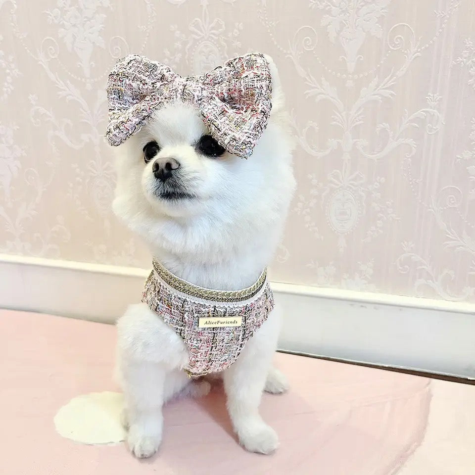 Dog Harness & Leash Set | Isabella Tweed Bow Walking Set