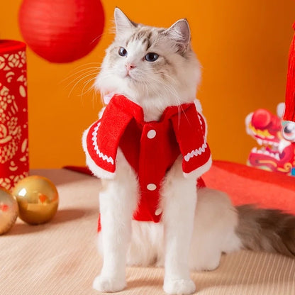 Mrs Claus Couture Dog Cloak | Holiday Outerwear Coat