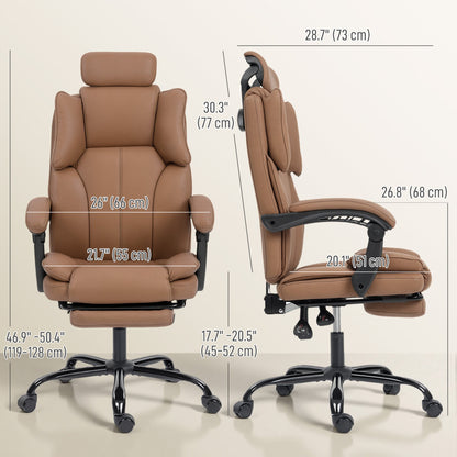 Reclining Office Chair, Executive Desk Chair with Pet-Friendly Fabric, Headrest, Footrest, Swivel Wheels, Black