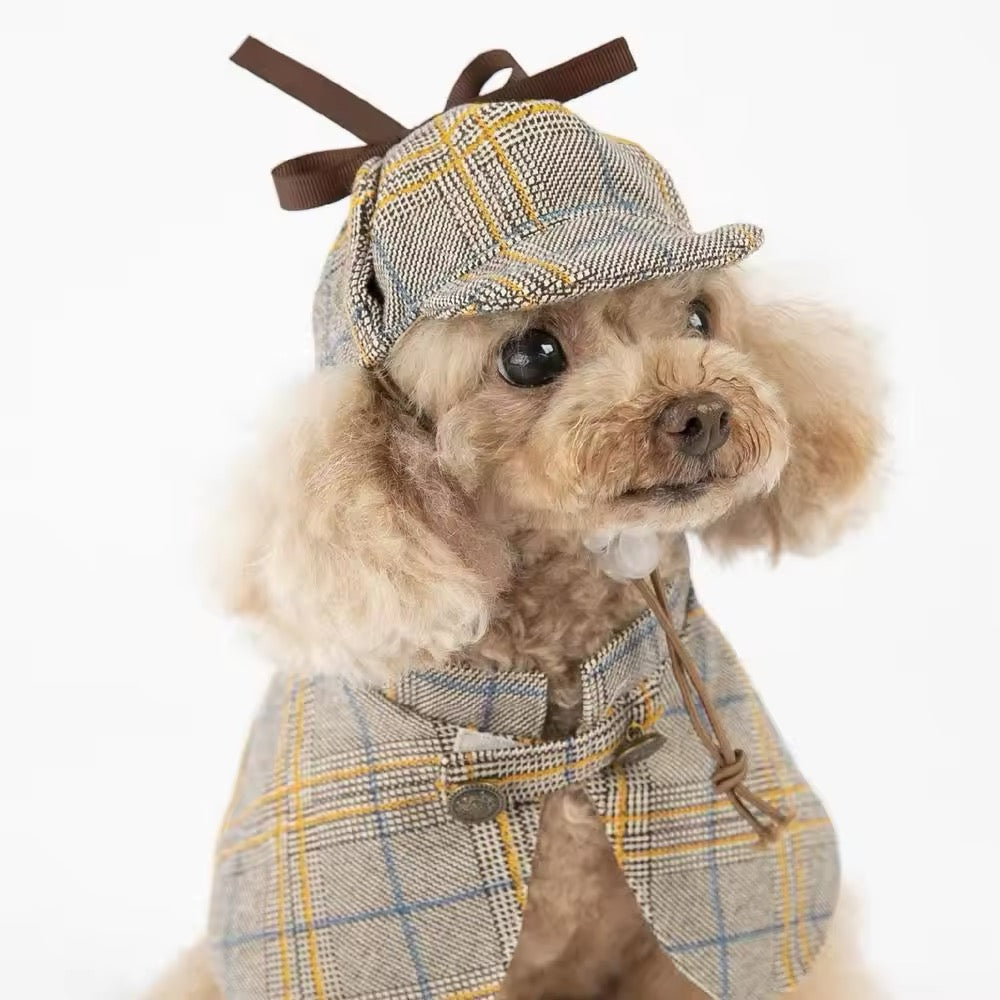 Purrrrelock Holmes Dog Cape Set | Plaid Pet and Dog Outfit