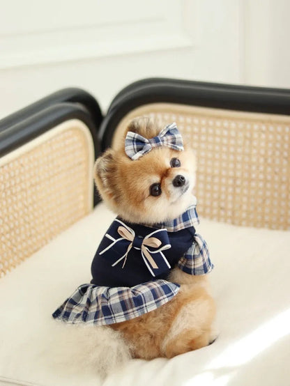 Plaid School Uniform Set | Dog Outfit Set