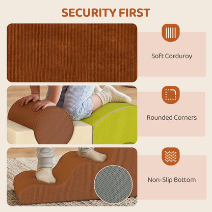 5-Piece Foam Climbing Blocks with Non-Slip Bottom, Removable Washable Cover for Crawling or Building, Playroom, Nursery