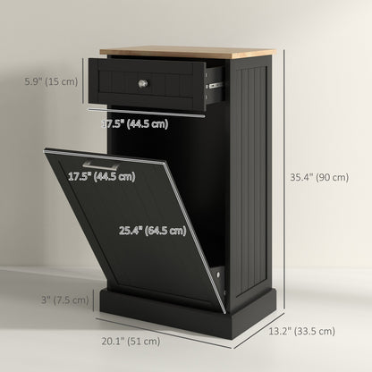 Kitchen Tilt Out Trash Bin Cabinet, Free Standing Recycling Cabinet, Trash Can Holder with Drawer, White