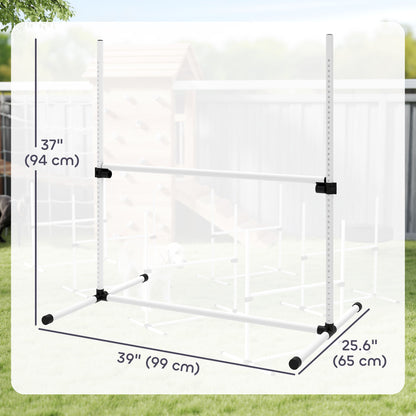 Set of 6 Dog Agility Training Equipment Adjustable Jump Bar Pet Exercise Kit with Carrying Bag (White)