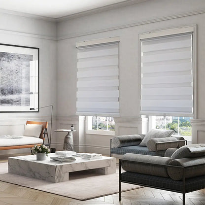 ITY CDNW-1 68 Olivia Stone Cordless Polyester Zebra Day-Night Blind 68"x84" in White
