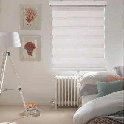 ITY CDNW-1 68 Olivia Stone Cordless Polyester Zebra Day-Night Blind 68"x84" in White