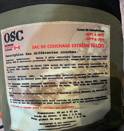 Outdoor Survival Canada Igloo Oversize Layered Down Sleeping Bags -60C/-76F