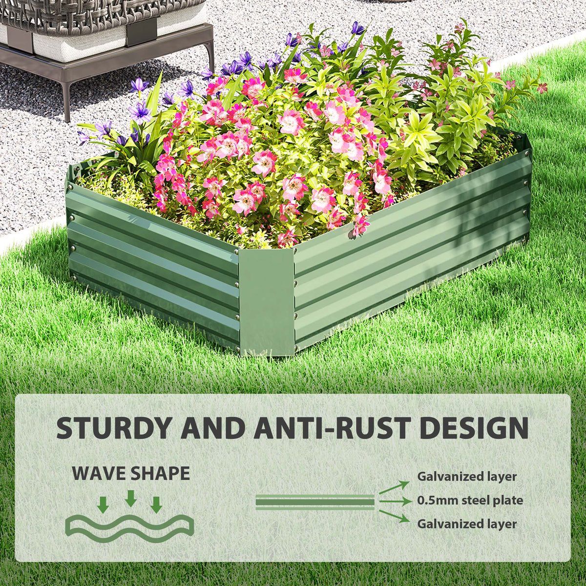 Galvanized Raised Garden Bed, 4' x 3' x 1' Outdoor Metal Planter Box, Raised Bed for Growing Flowers and Herbs