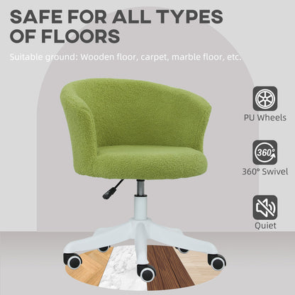 Armless Office Chair, Fluffy Computer Desk Chair with Adjustable Height, Swivel Wheels, Mid Back, Grey