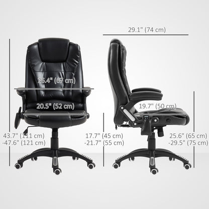 Reclining Massage Office Chair, Executive Office Chair with High Back, Swivel Wheels, Black