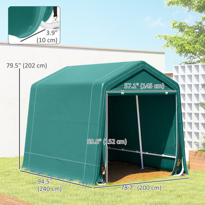7.9' x 6.6' Garden Storage Tent, Patio Storage Shelter w/ Metal Frame and Double Zipper Doors, Dark Grey