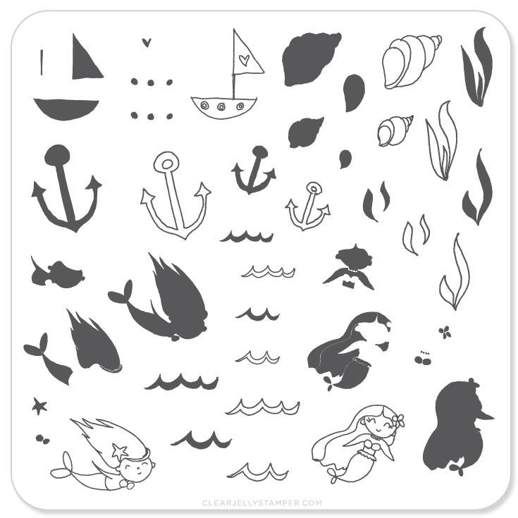 Clear Jelly Stamper - Mermaid Doodle