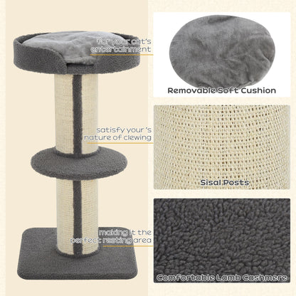 Cat Tree Kitty Tower with Sisal Mat Scratching Post, Cat Bed, Cushion, Perch, 18" x 18" x 36", Brown