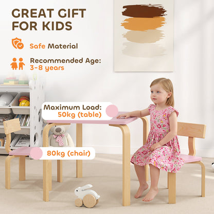 Kids Table and 2 Chair Set, Children Multi-Activity Furniture Set for Playing, Learning, Eating, Craft, Blue