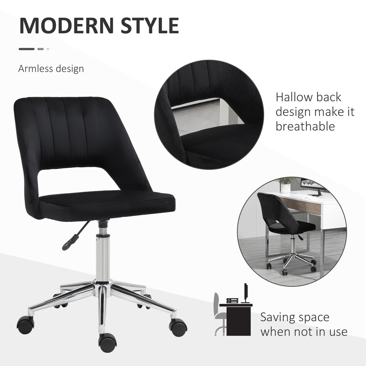 Mid Back Office Chair Velvet Fabric Swivel Scallop Shape Computer Desk Chair, Green
