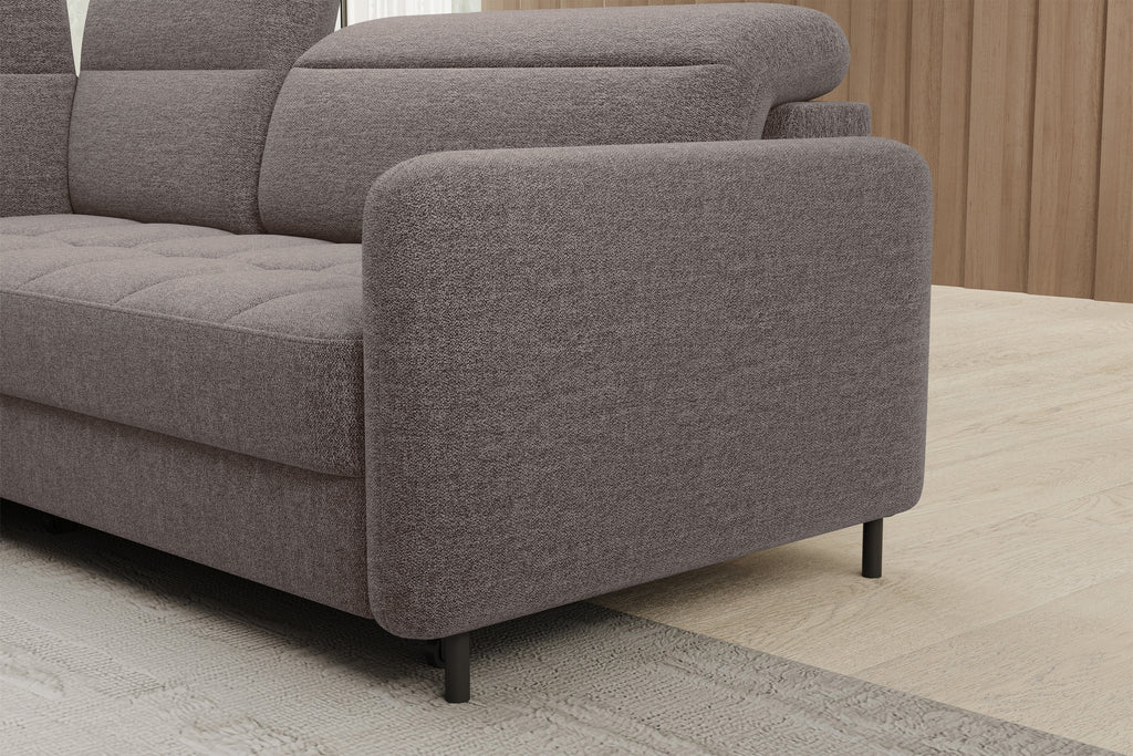 Barea 3 Seater Storage Sleeper Chaise Sofa - Fudge Brown