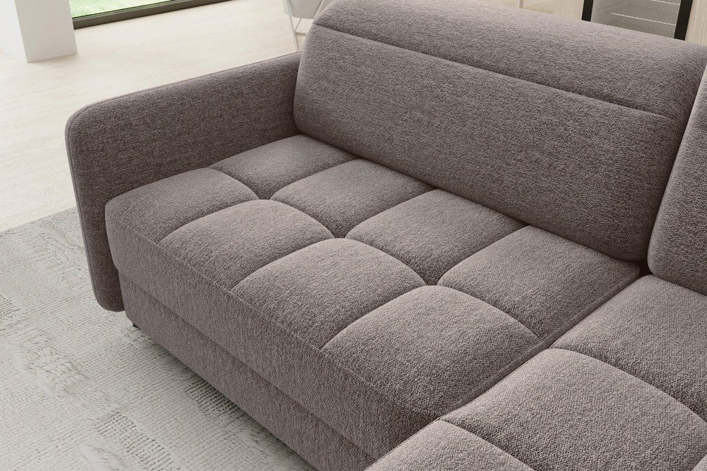 Barea 3 Seater Storage Sleeper Chaise Sofa - Fudge Brown