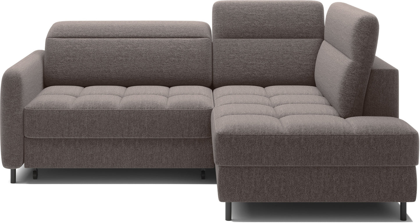 Barea 3 Seater Storage Sleeper Chaise Sofa - Fudge Brown
