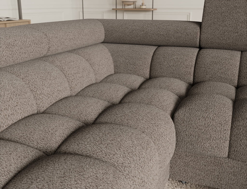 Fectory Sectional Storage Sleeper Chaise Sofa - Taupe