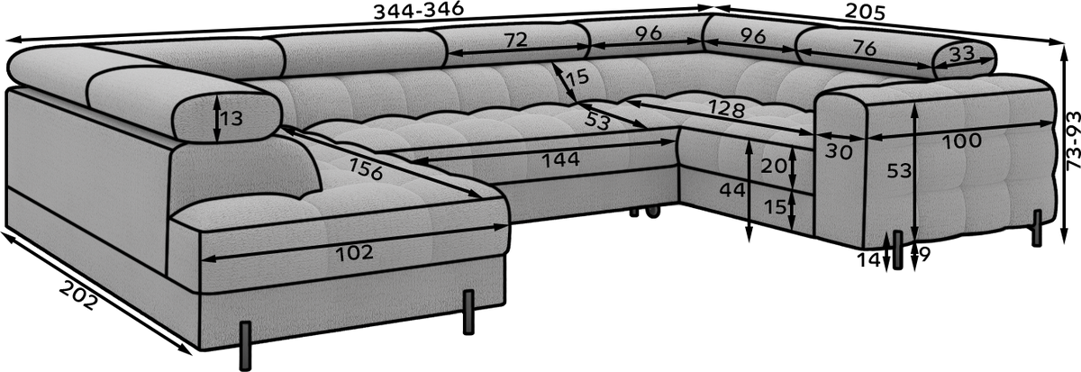 Fectory Sectional Storage Sleeper Chaise Sofa - Taupe