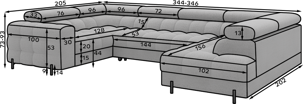 Fectory Sectional Storage Sleeper Chaise Sofa - Taupe