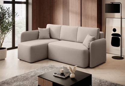 Hadson 3 Seater Storage Sleeper Chaise Sofa - Beige