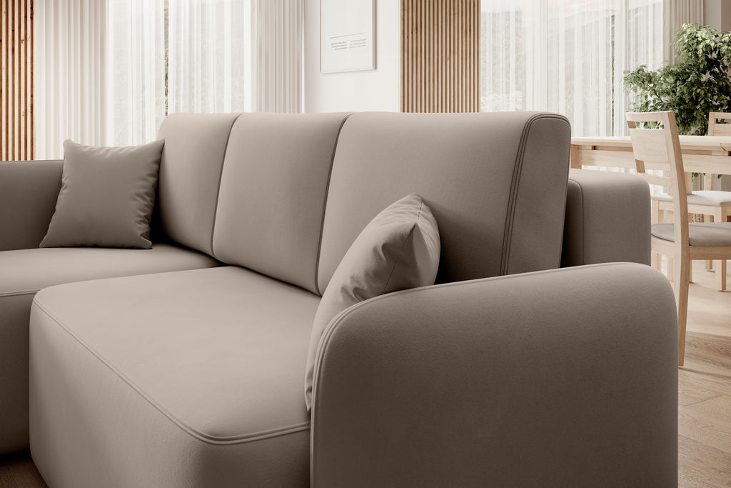 Hadson 3 Seater Storage Sleeper Chaise Sofa - Beige