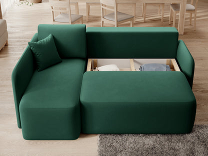 Hadson 3 Seater Storage Sleeper Chaise Sofa - Emerald Green