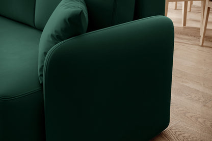 Hadson 3 Seater Storage Sleeper Chaise Sofa - Emerald Green