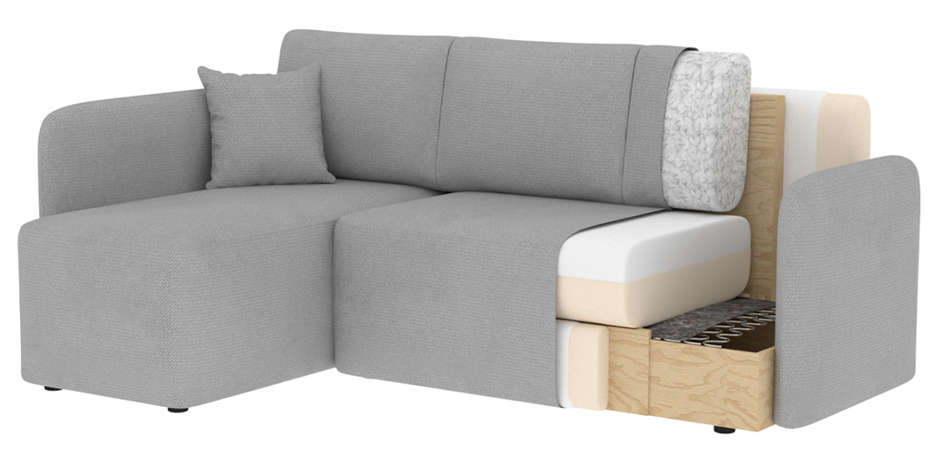 Hadson 3 Seater Storage Sleeper Chaise Sofa - Blue