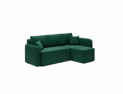 Hadson 3 Seater Storage Sleeper Chaise Sofa - Emerald Green