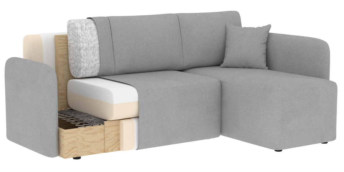 Hadson 3 Seater Storage Sleeper Chaise Sofa - Beige